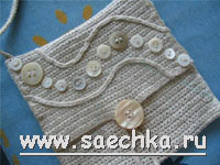 Льняная вязаная сумочка