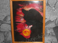 Картина из шерсти "Кот"